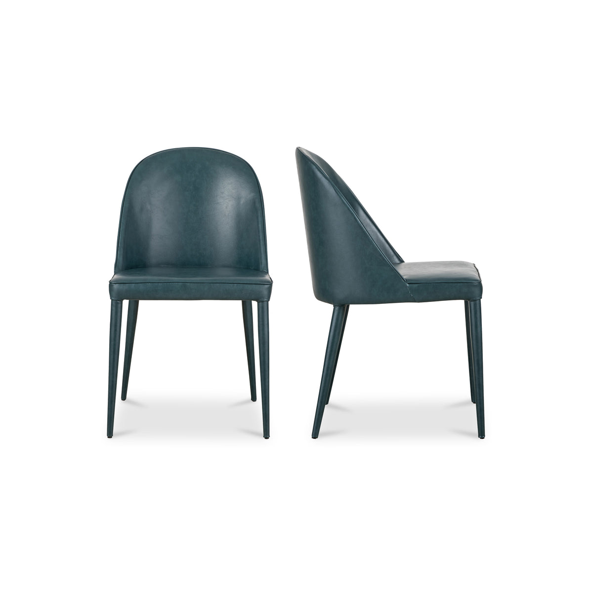 Burton Dining Chair Dark Teal Vegan Leather - Set Of Two by Moe's Home
