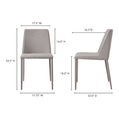 Nora Dining Chair Light Grey - Set Of Two by Moe's Home