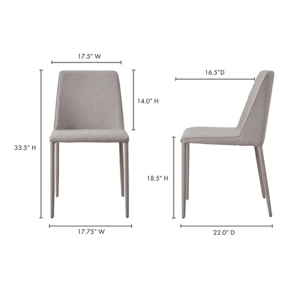 Nora Dining Chair Light Grey - Set Of Two