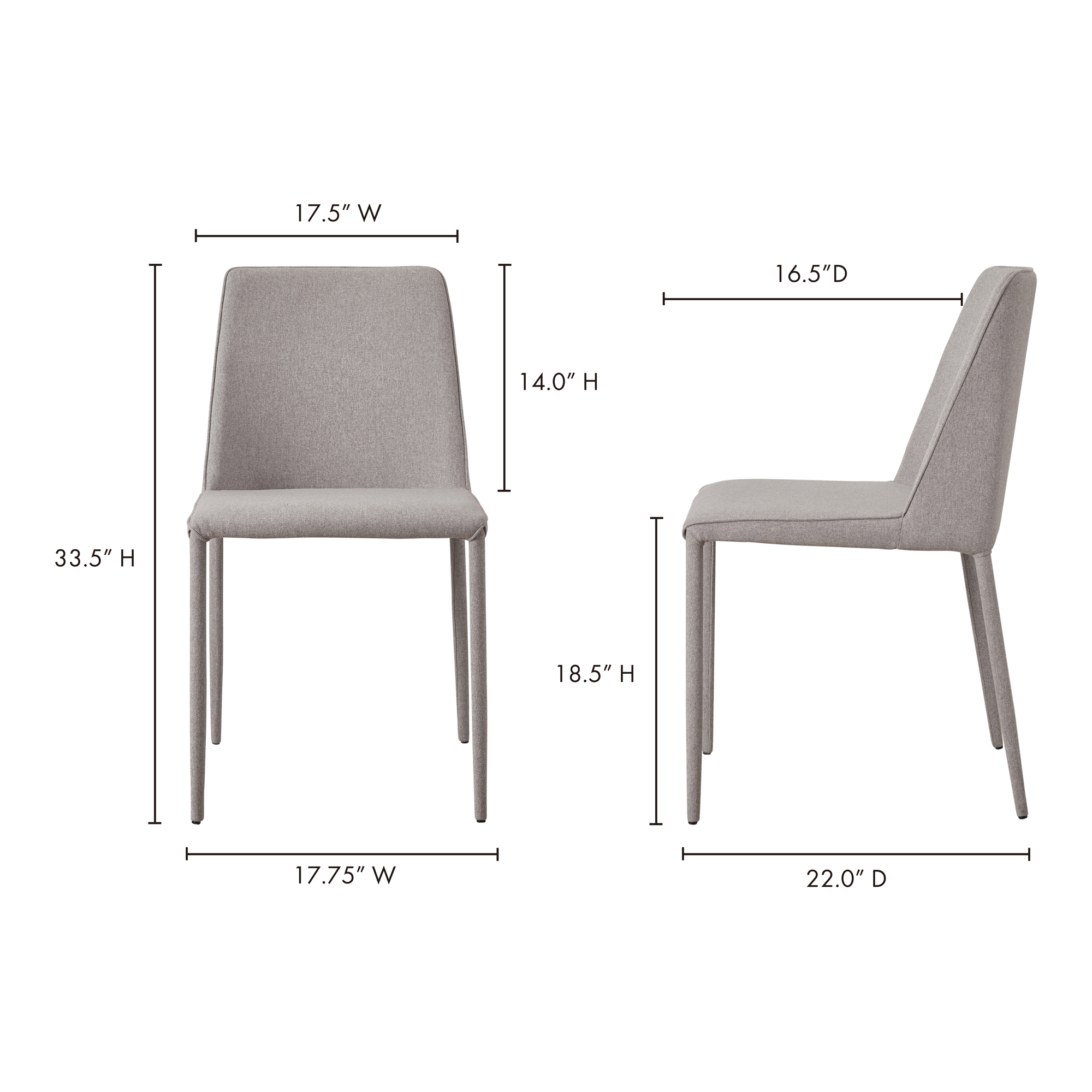 Nora Fabric Dining Chair Light Grey - Set Of Two