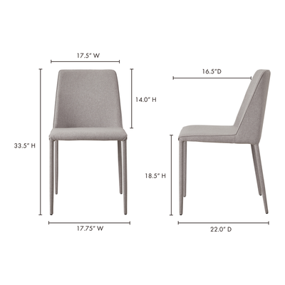 Nora Fabric Dining Chair Light Grey - Set Of Two by Moe's Home