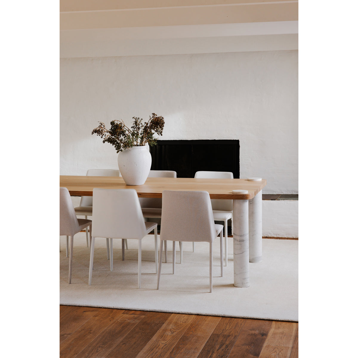 Nora Dining Chair White Vegan Leather - Set Of Two by Moe's Home