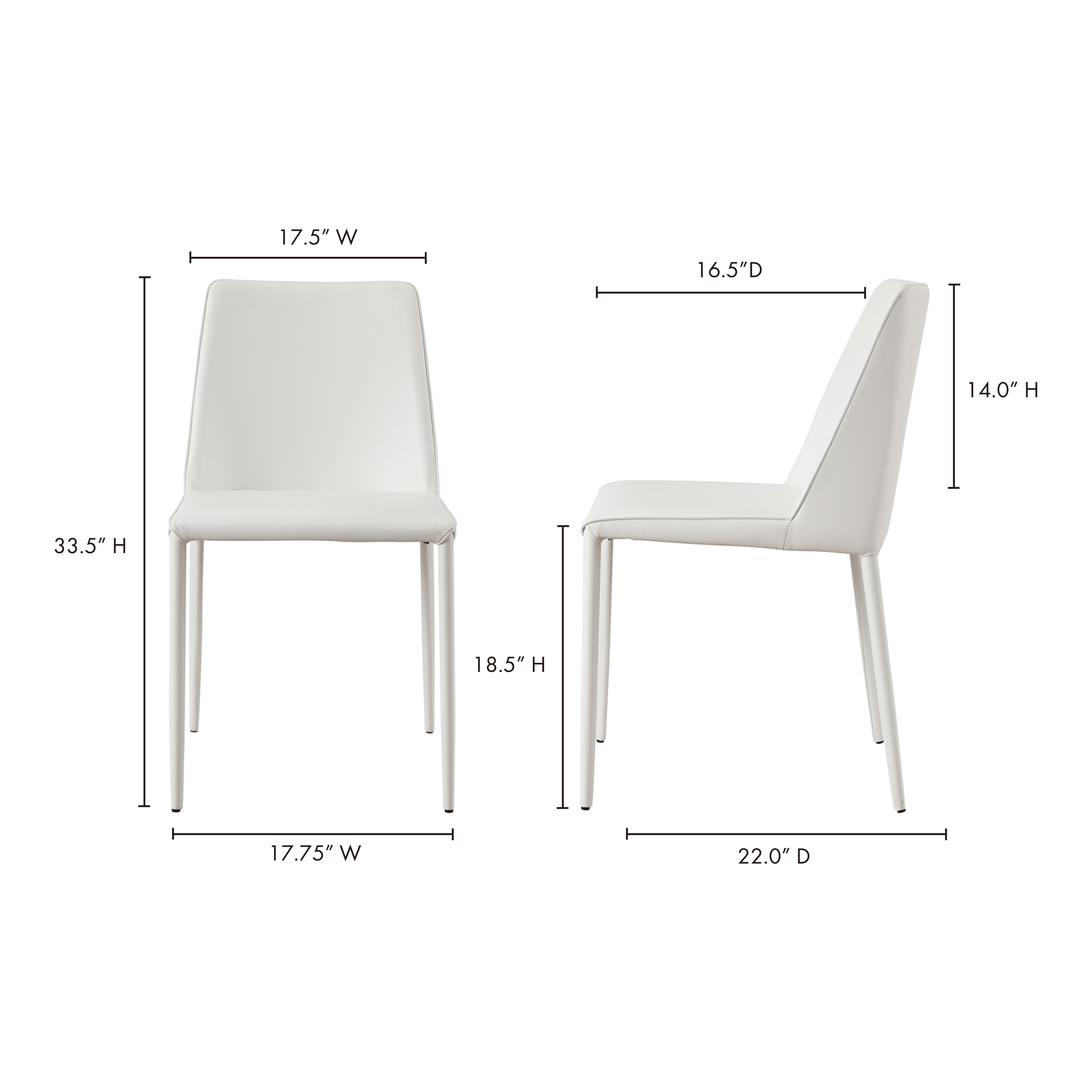 Nora Dining Chair White Vegan Leather - Set Of Two
