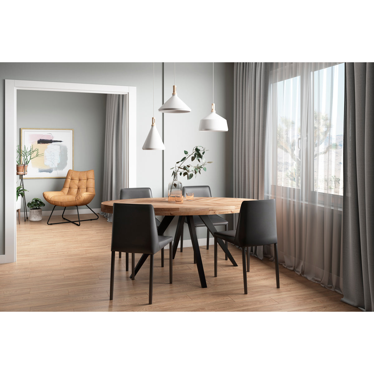 Nora Dining Chair Black Vegan Leather - Set Of Two by Moe's Home