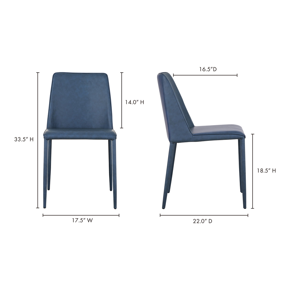 Nora Dining Chair Ocean Cavern Grey Vegan Leather - Set Of Two by Moe's Home