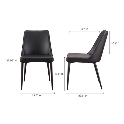 Lula Dining Chair Black Vegan Leather - Set Of Two by Moe's Home