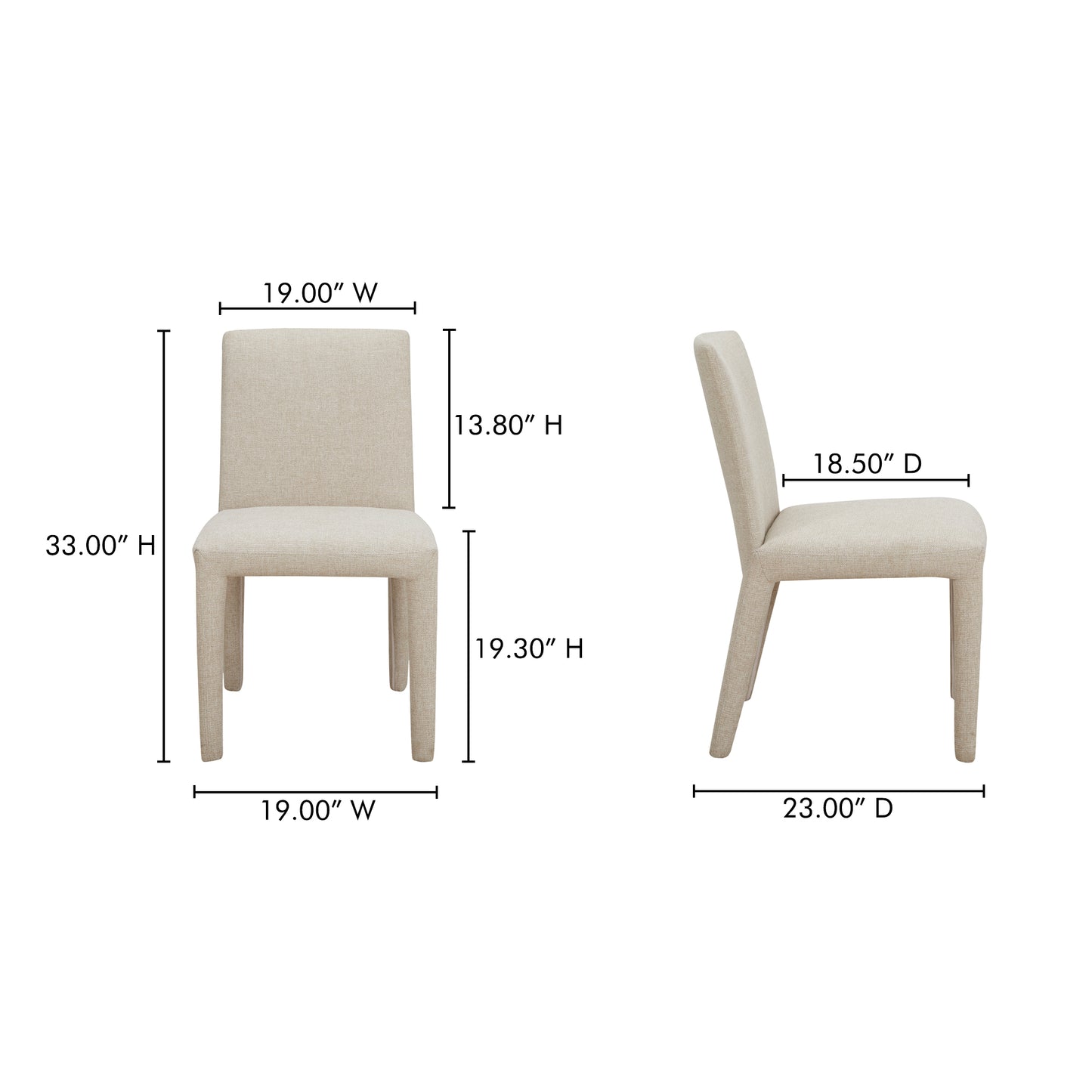 Monte Dining Chair Beige - Set Of Two by Moe's Home