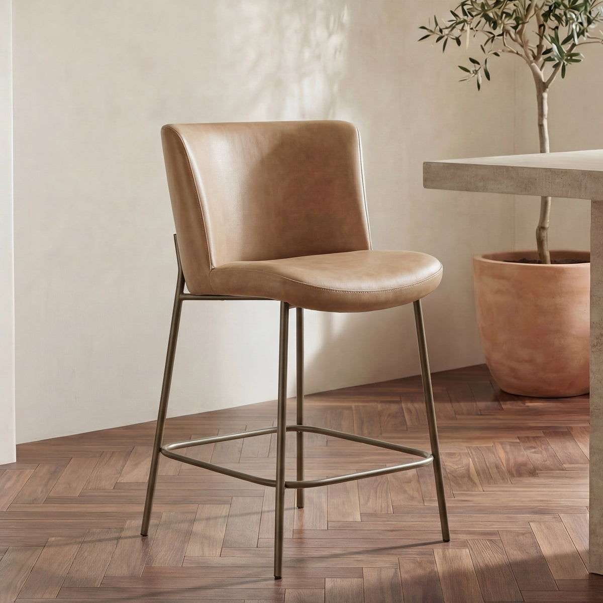Early Counter Stool Tan Leather by Moe's Home