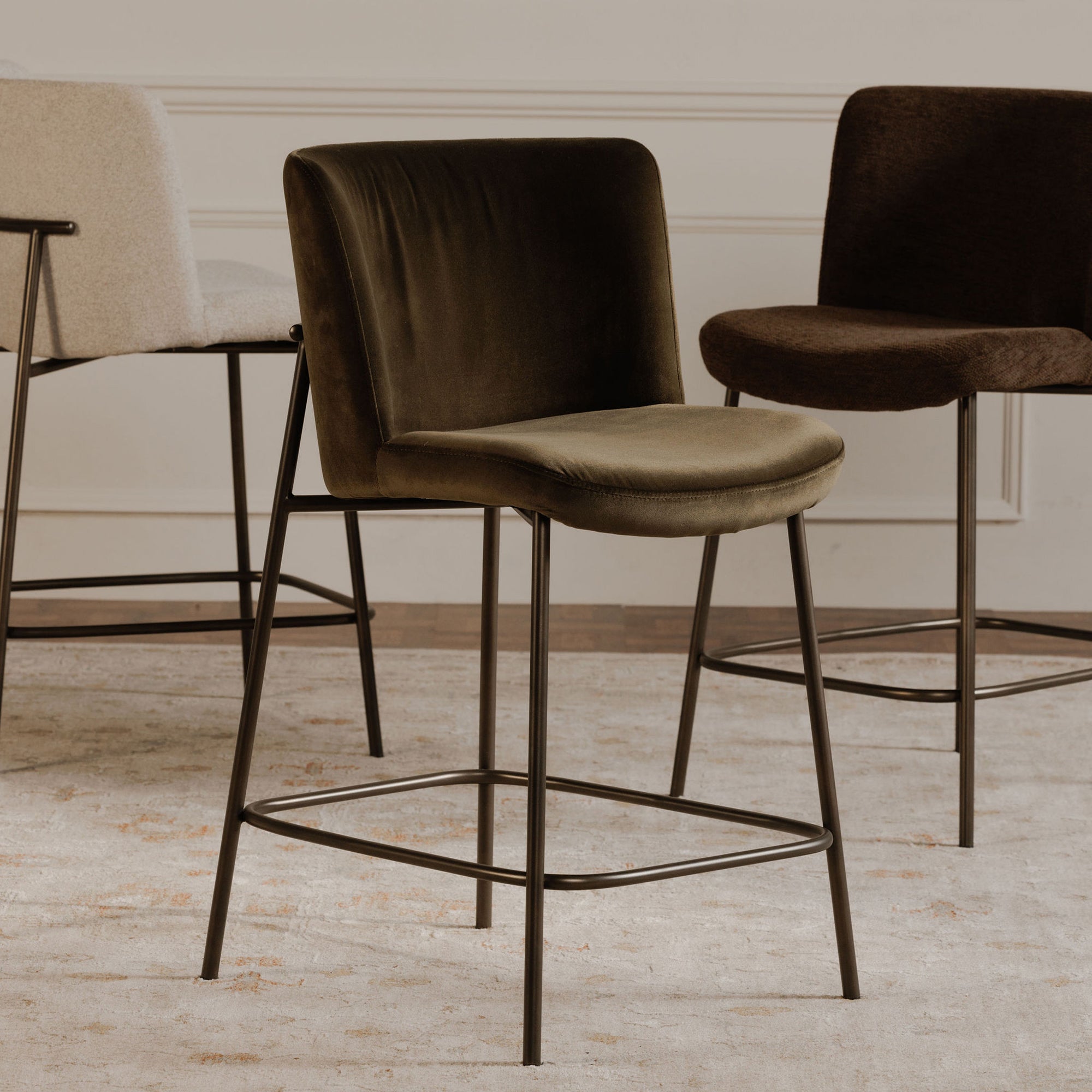 Early Bar Stool Faux Green Mohair by Moe's Home