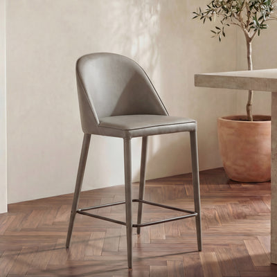 Burton Counter Stool Grey Vegan Leather by Moe's Home