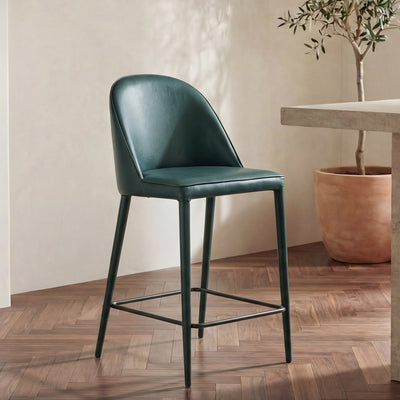 Burton Counter Stool Dark Teal Vegan Leather by Moe's Home