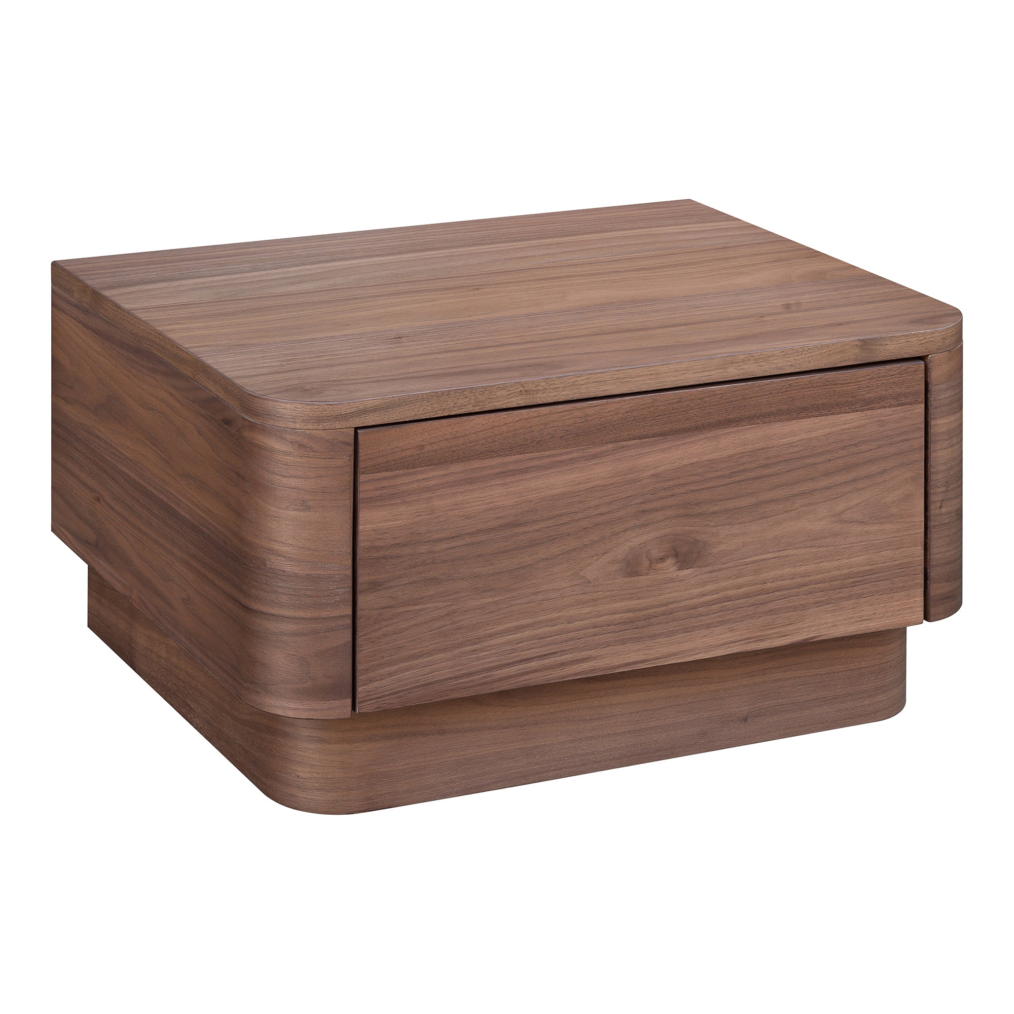 Round Off Small Nightstand Walnut Brown