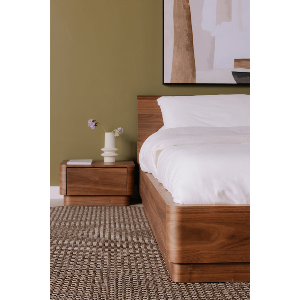 Round Off Small Nightstand Walnut Brown by Moe's Home