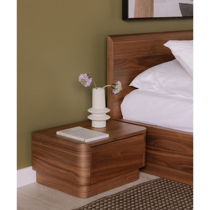 Round Off Small Nightstand Walnut Brown