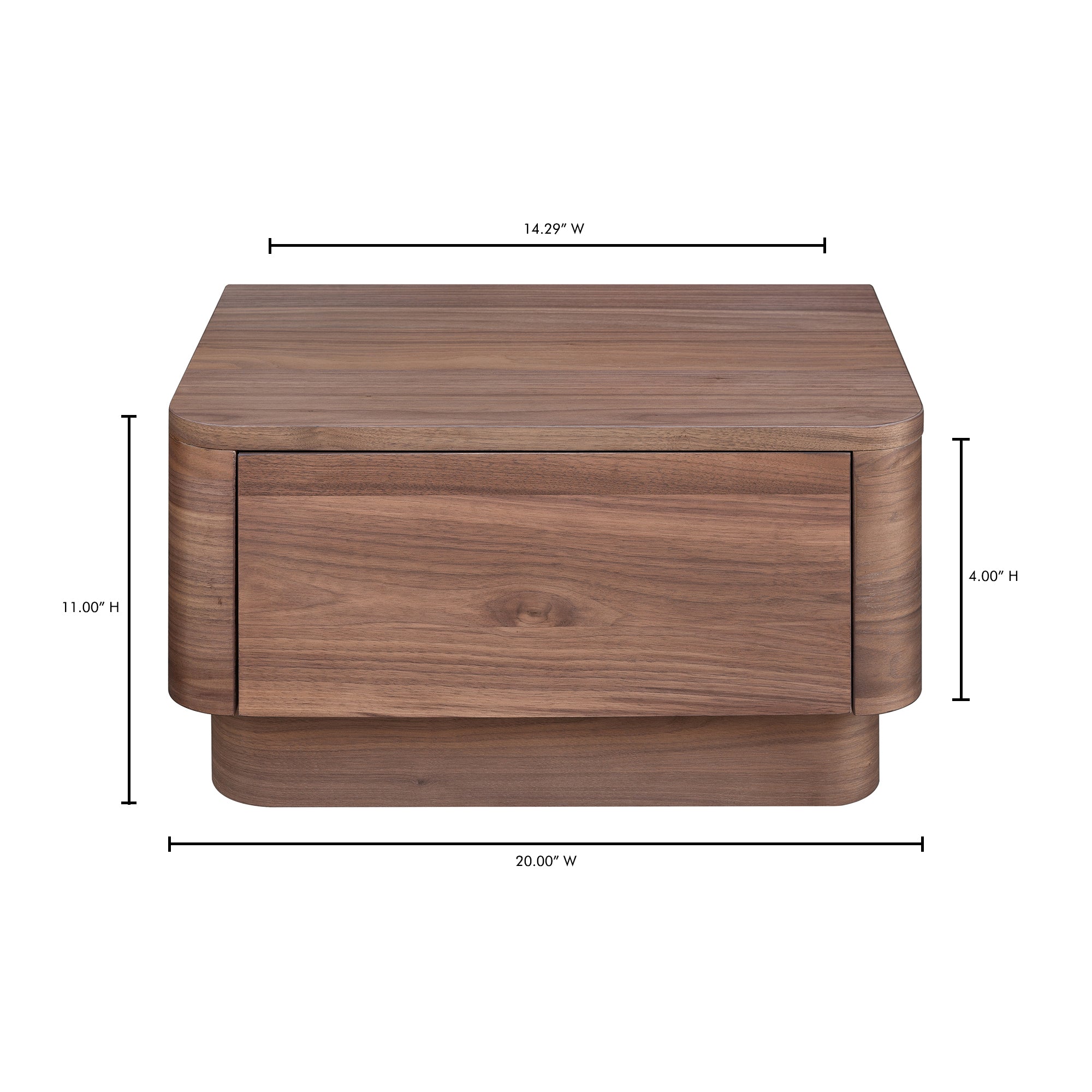 Round Off Small Nightstand Walnut Brown