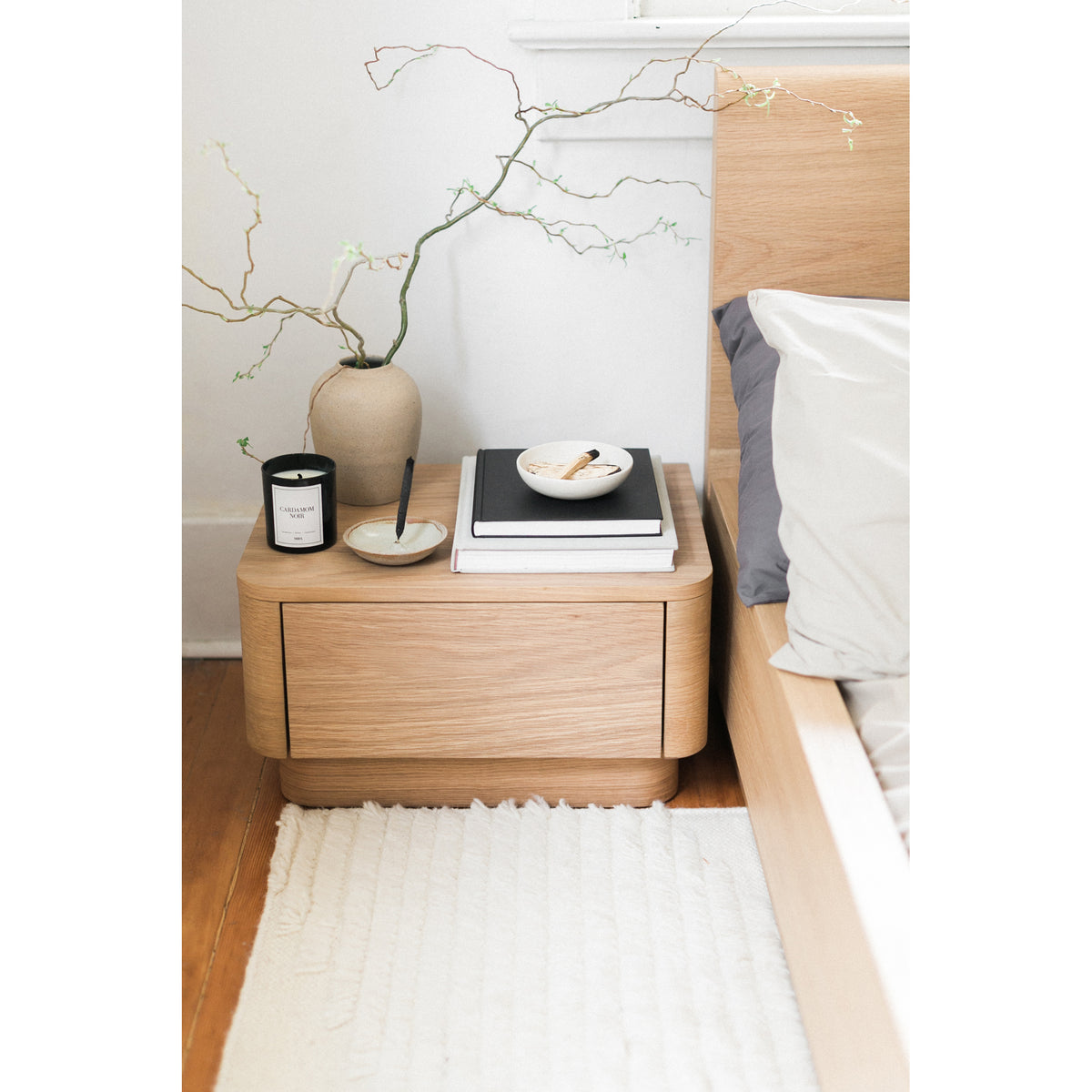 Round Off Small Nightstand Light Oak Brown by Moe's Home