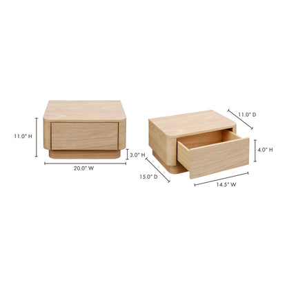Round Off Small Nightstand Light Oak Brown