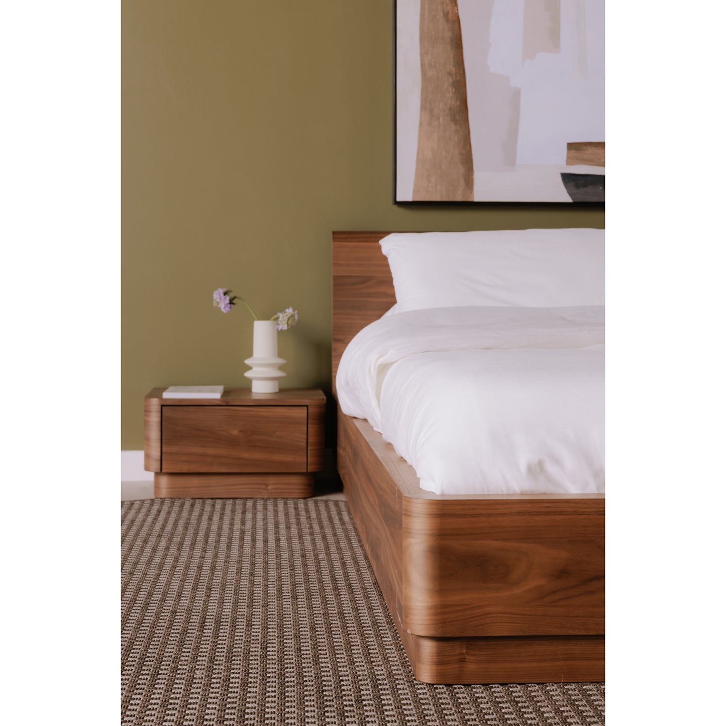Round Off Queen Bed Walnut Brown by Moe's Home