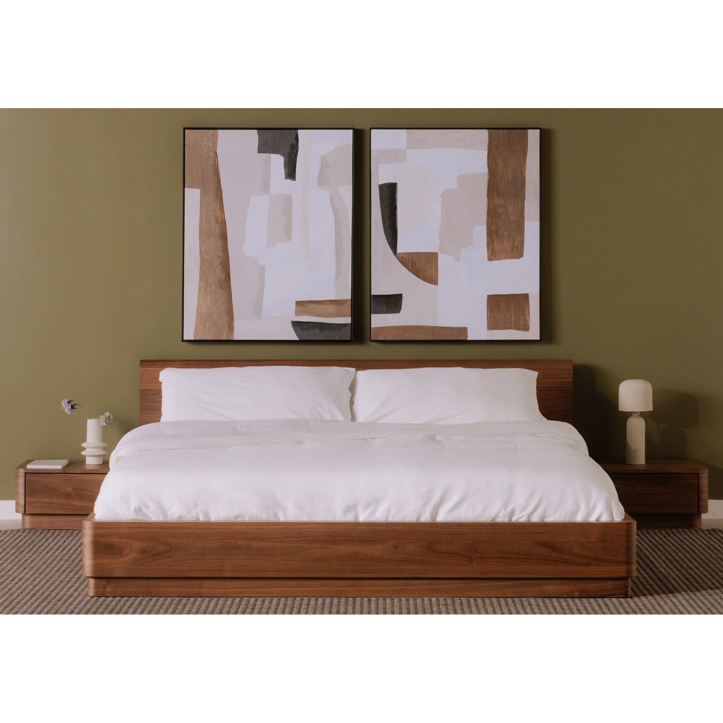 Round Off Queen Bed Walnut Brown by Moe's Home