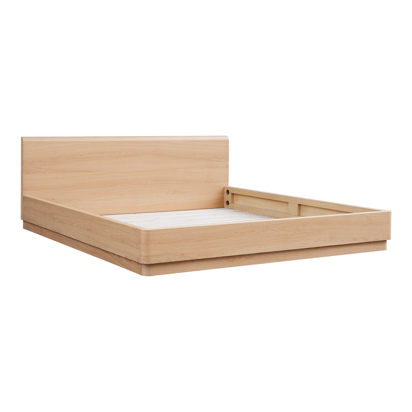 Round Off Queen Bed Light Oak Brown by Moe's Home