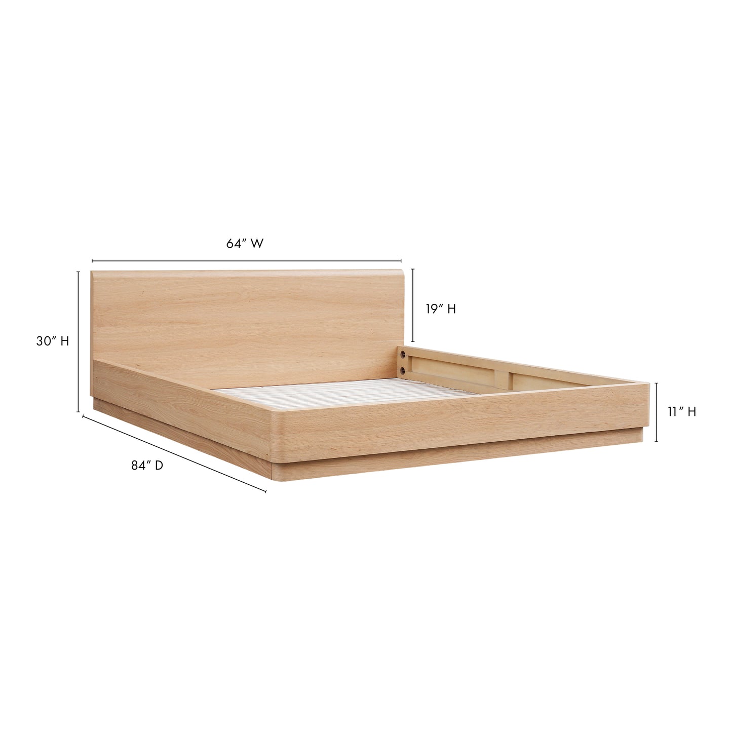 Round Off Queen Bed Light Oak Brown by Moe's Home