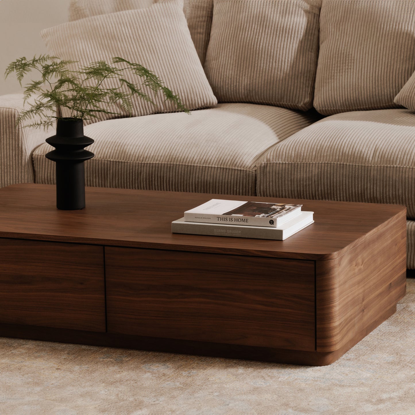 Round Off Coffee Table Walnut Brown by Moe's Home