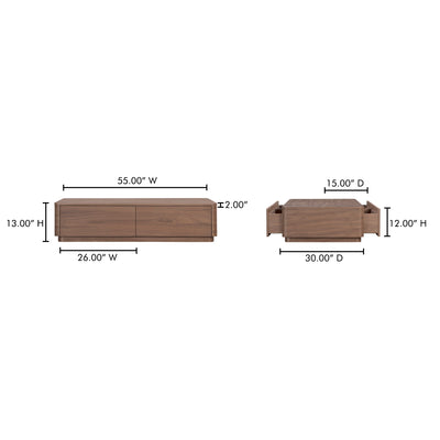 Round Off Coffee Table Walnut Brown by Moe's Home