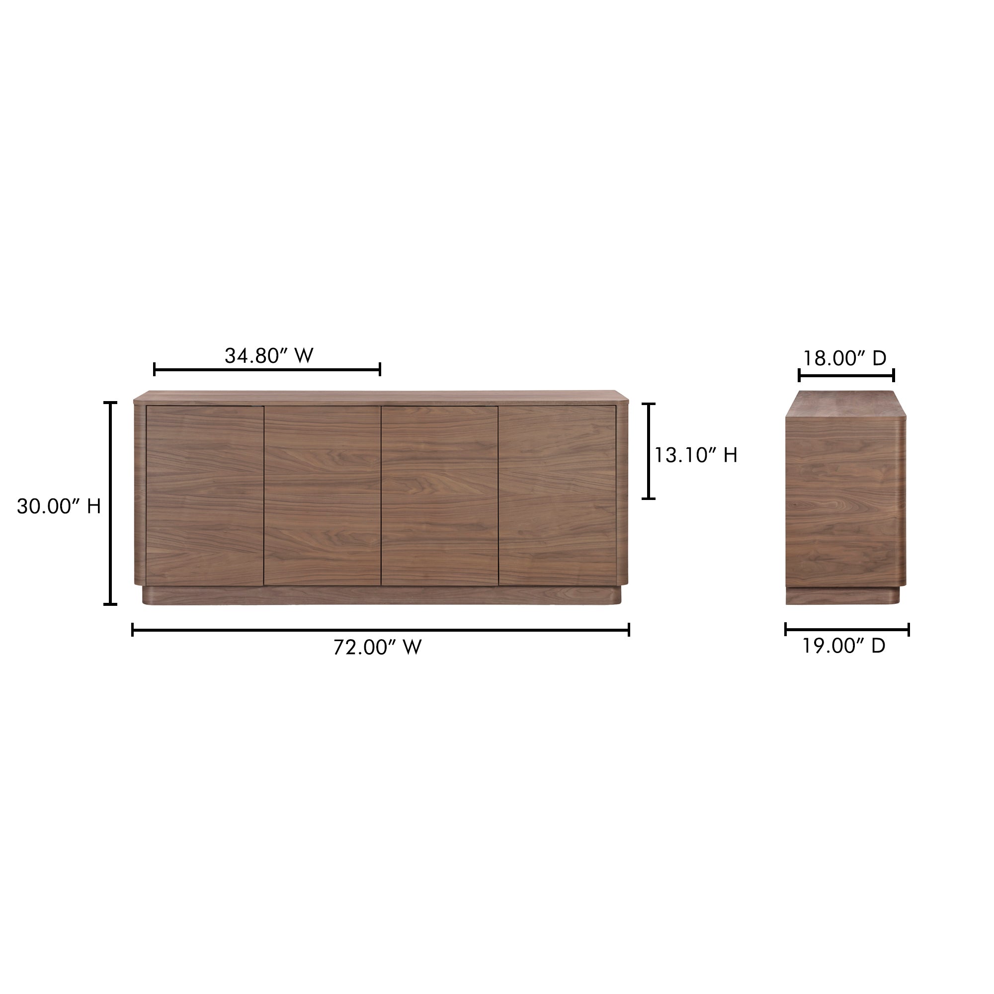 Round Off Sideboard Walnut Brown