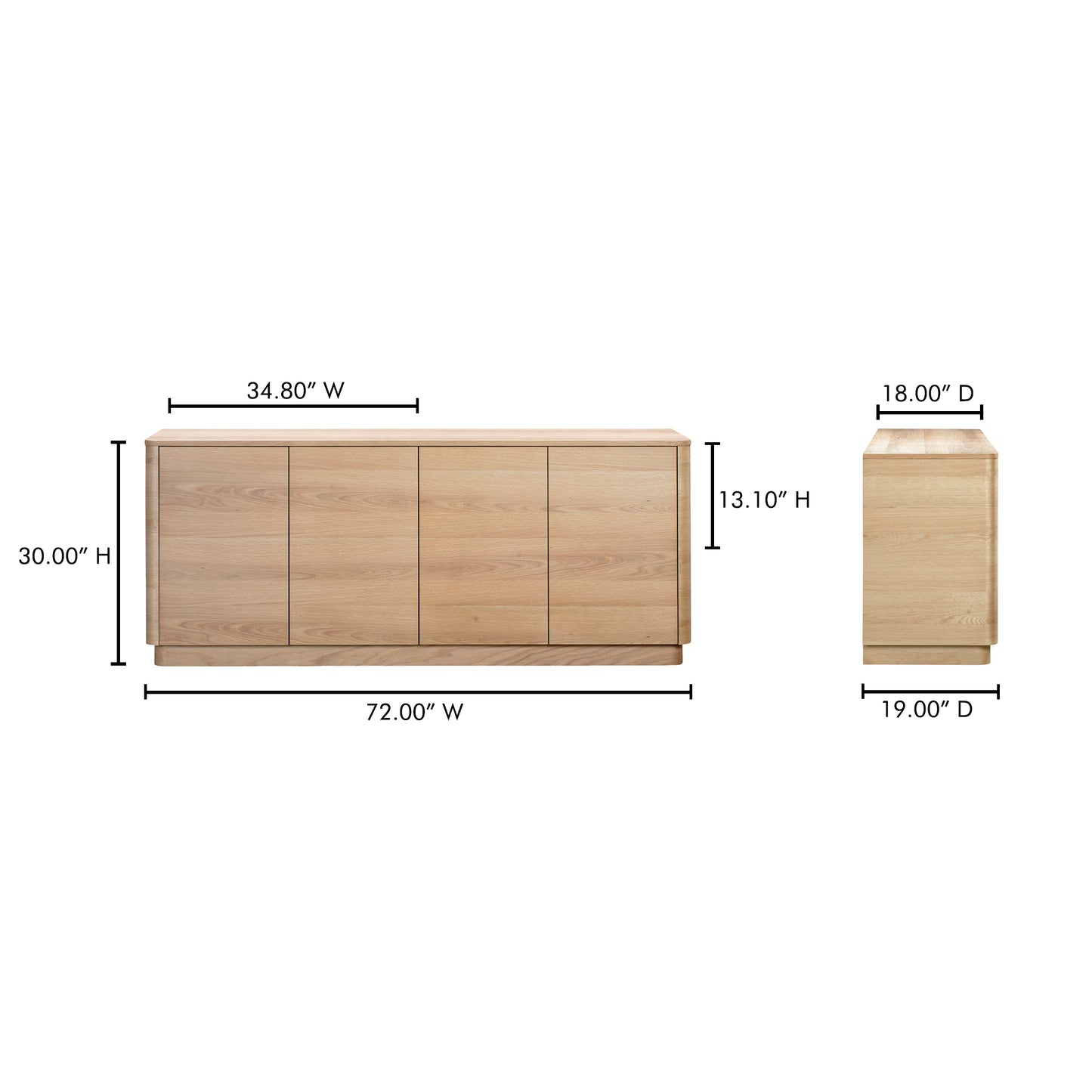Round Off Sideboard Natural Oak by Moe's Home