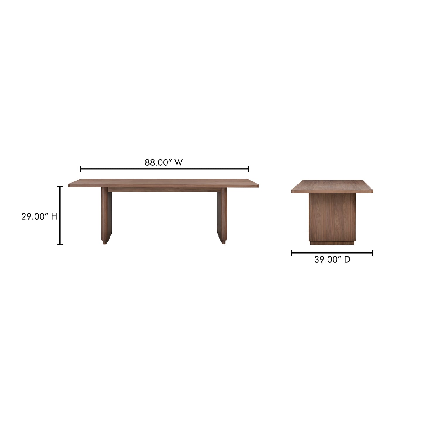 Round Off Small Dining Table Walnut Brown by Moe's Home