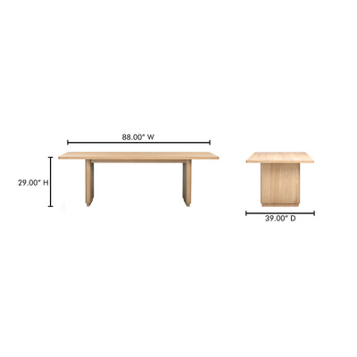 Round Off Small Dining Table Natural Oak by Moe's Home