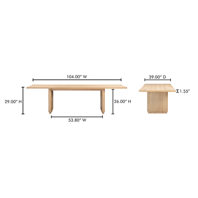 Round Off Large Dining Table Natural Oak by Moe's Home
