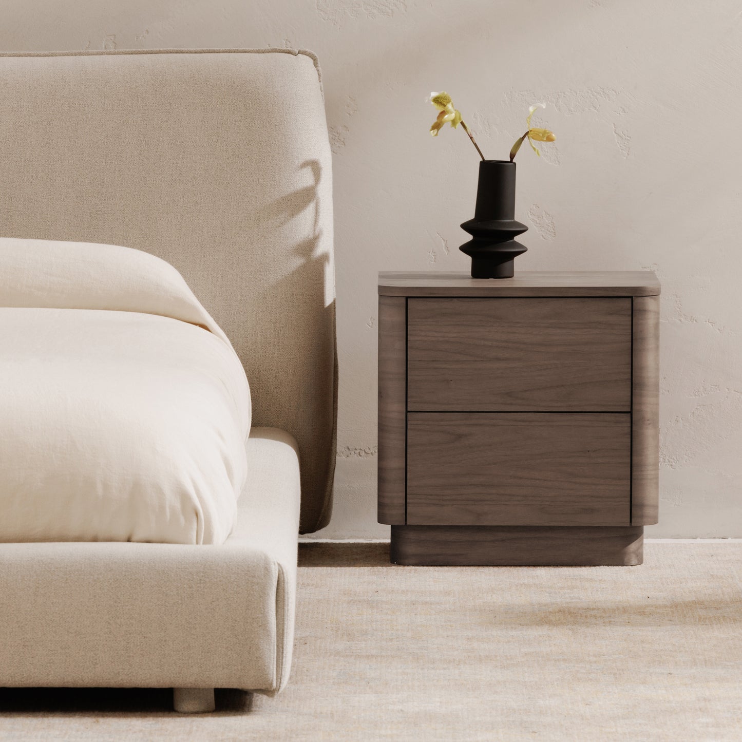 Round Off Tall Nightstand Walnut Brown by Moe's Home
