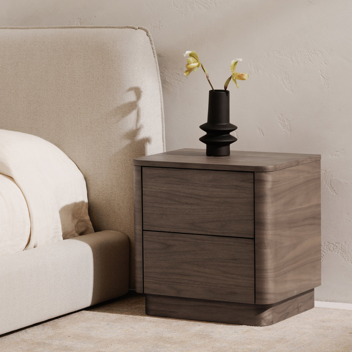 Round Off Tall Nightstand Walnut Brown by Moe's Home