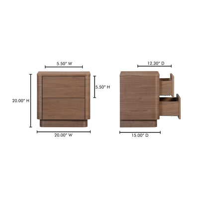Round Off Tall Nightstand Walnut Brown by Moe's Home