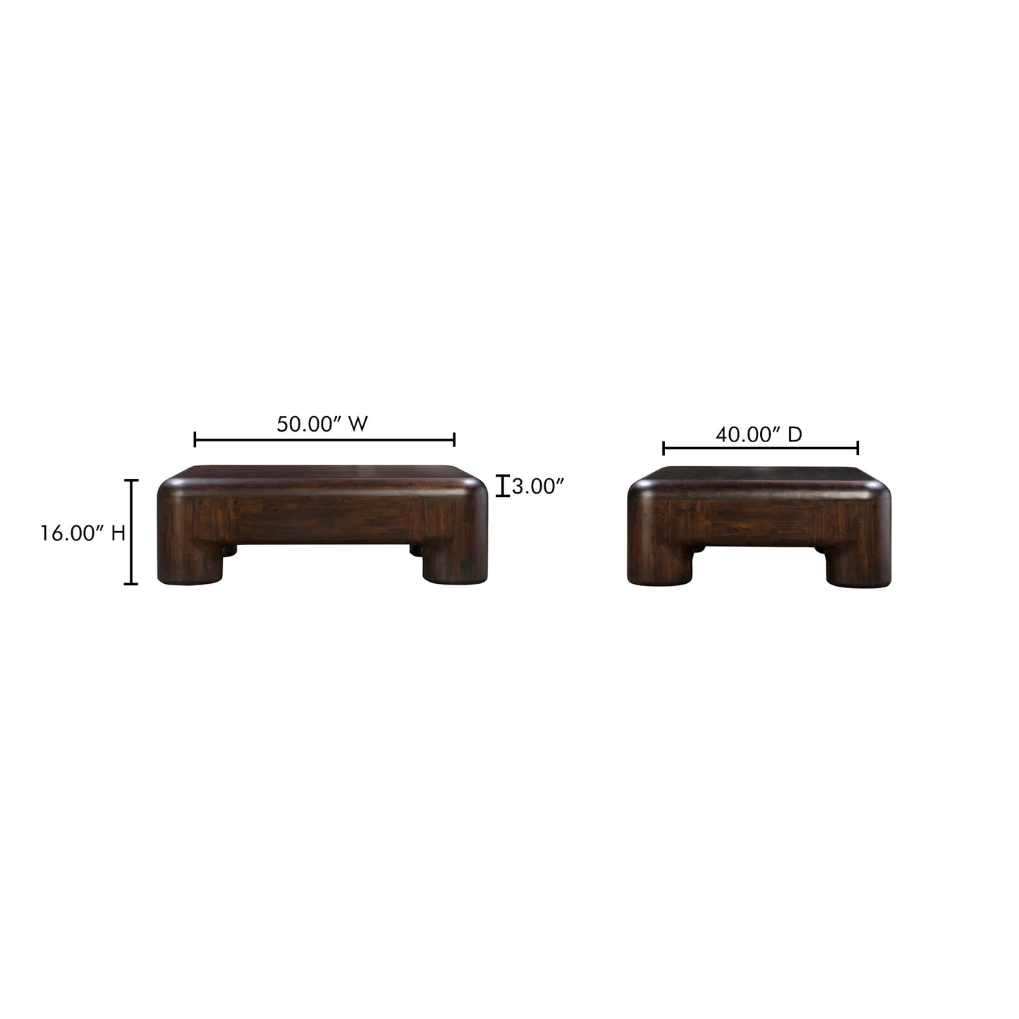 Rowan Coffee Table Dark Brown by Moe's Home