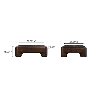 Rowan Coffee Table Dark Brown by Moe's Home