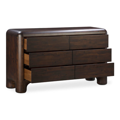 Rowan 6 Drawer Dresser Dark Brown by Moe's Home