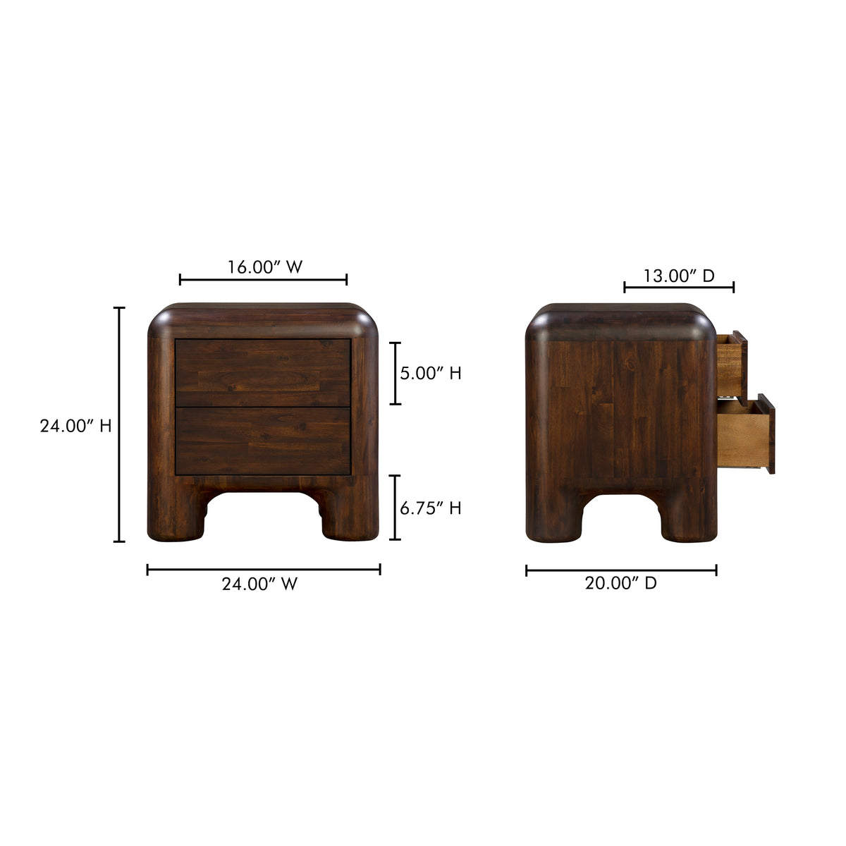 Rowan Nightstand Dark Brown by Moe's Home