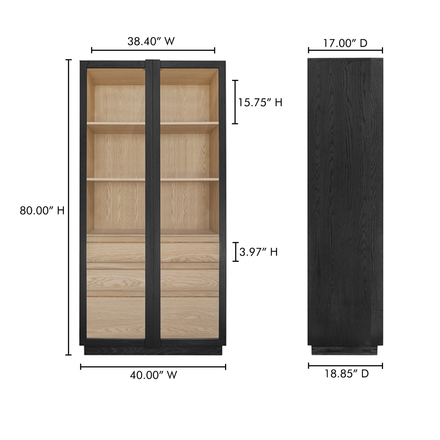 Charlotte Tall Cabinet Black by Moe's Home