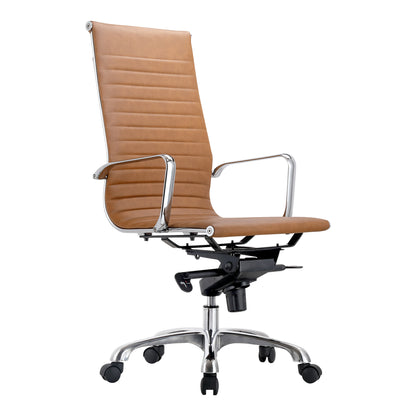 Studio High Back Office Chair Tan Vegan Leather