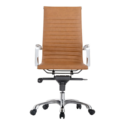 Studio High Back Office Chair Tan Vegan Leather | Brown