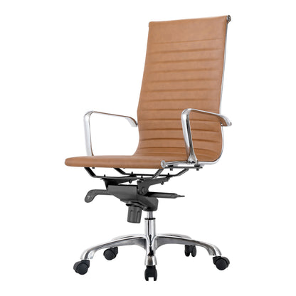 Studio High Back Office Chair Tan Vegan Leather