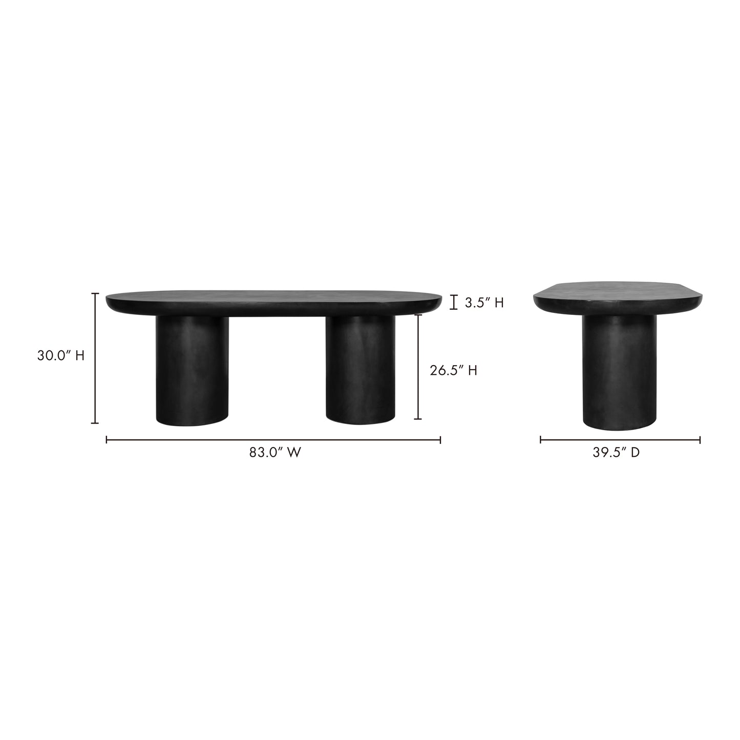 Rocca Dining Table Black by Moe's Home
