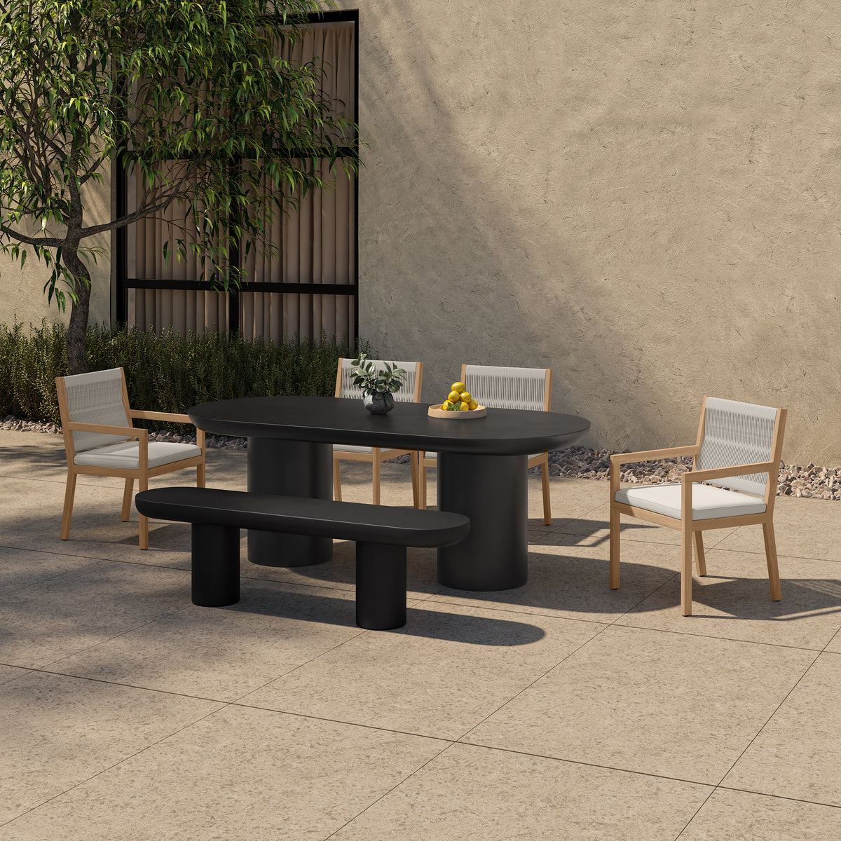 Rocca Bench Black by Moe's Home