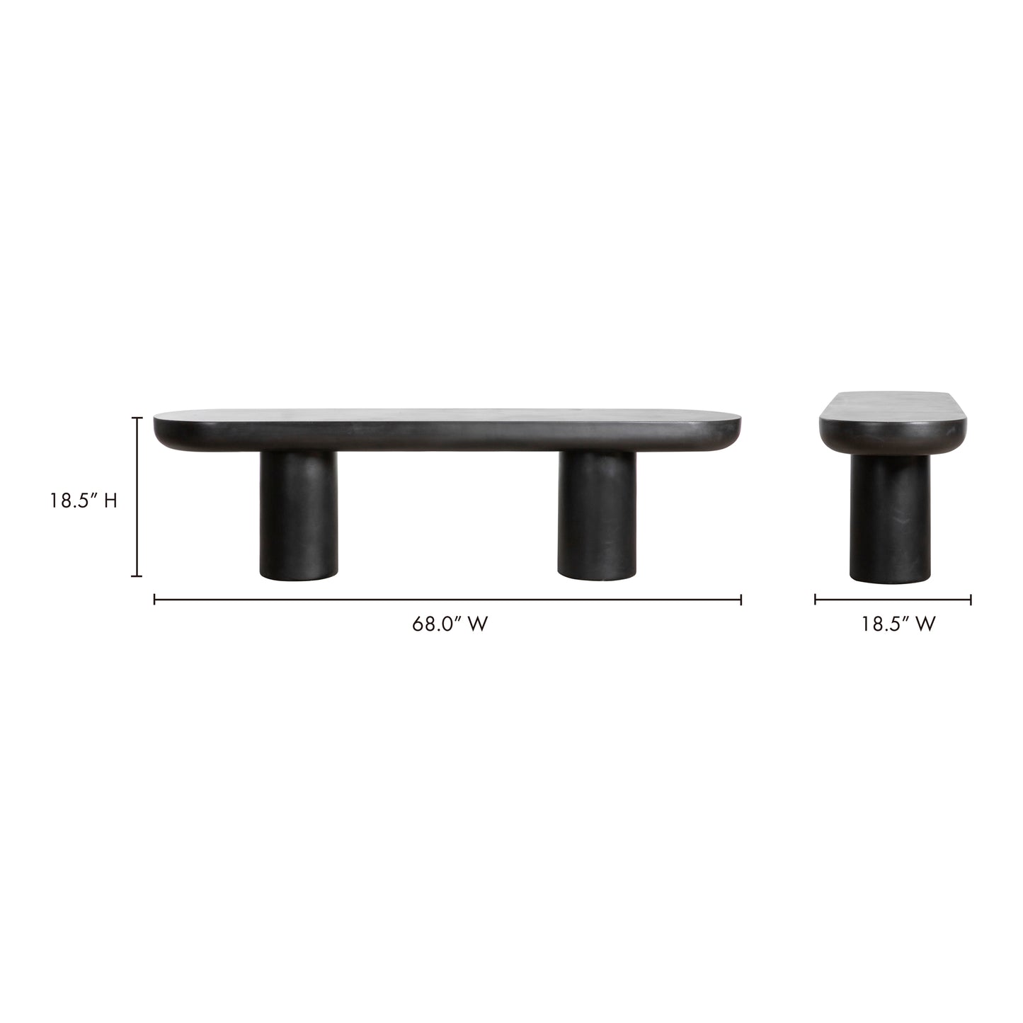 Rocca Bench Black by Moe's Home