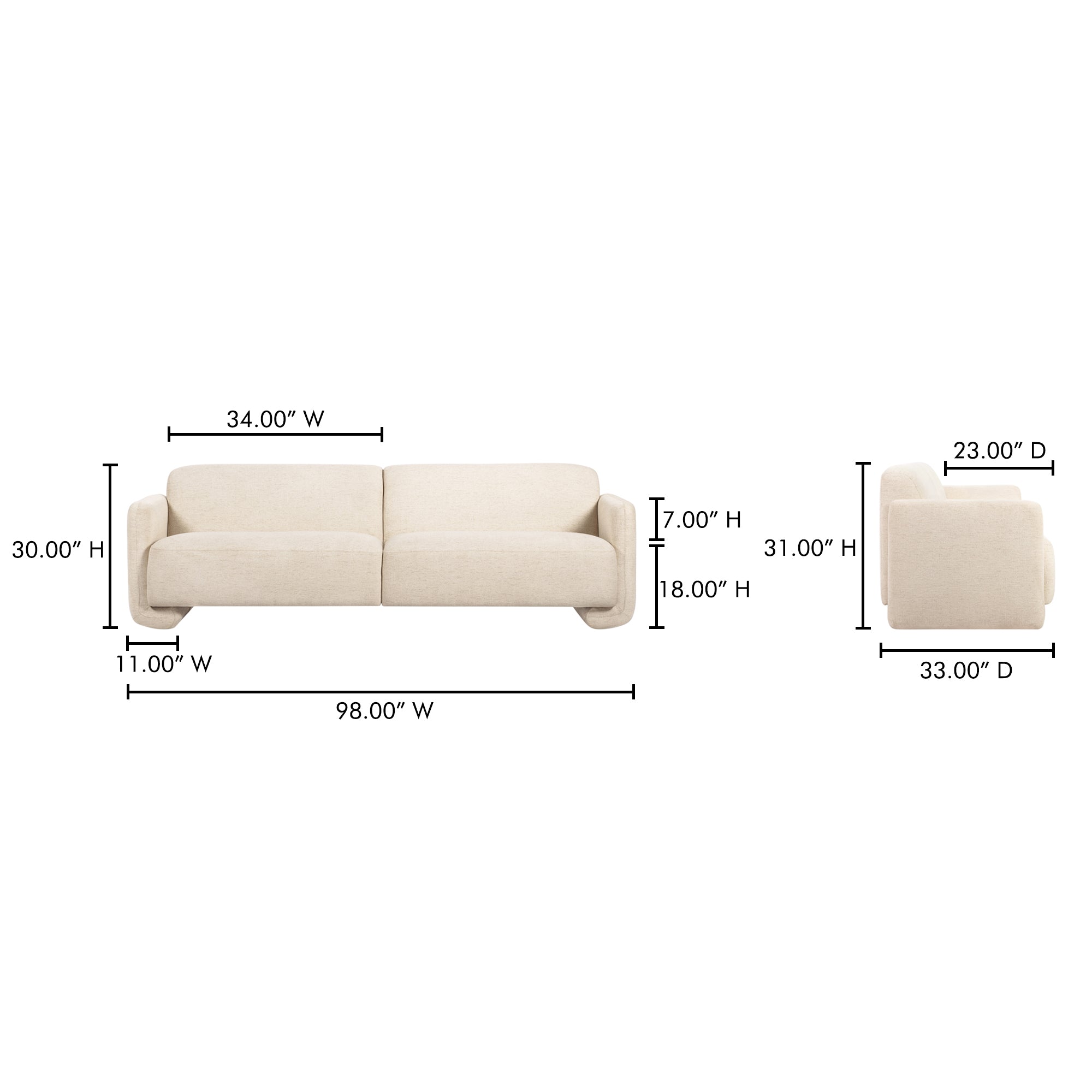 Fallon Sofa Flecked Ivory