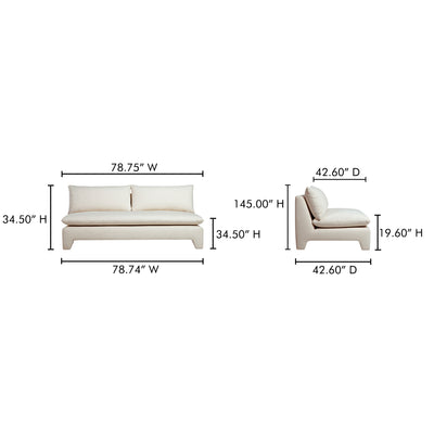 Estelle Sofa Cream by Moe's Home