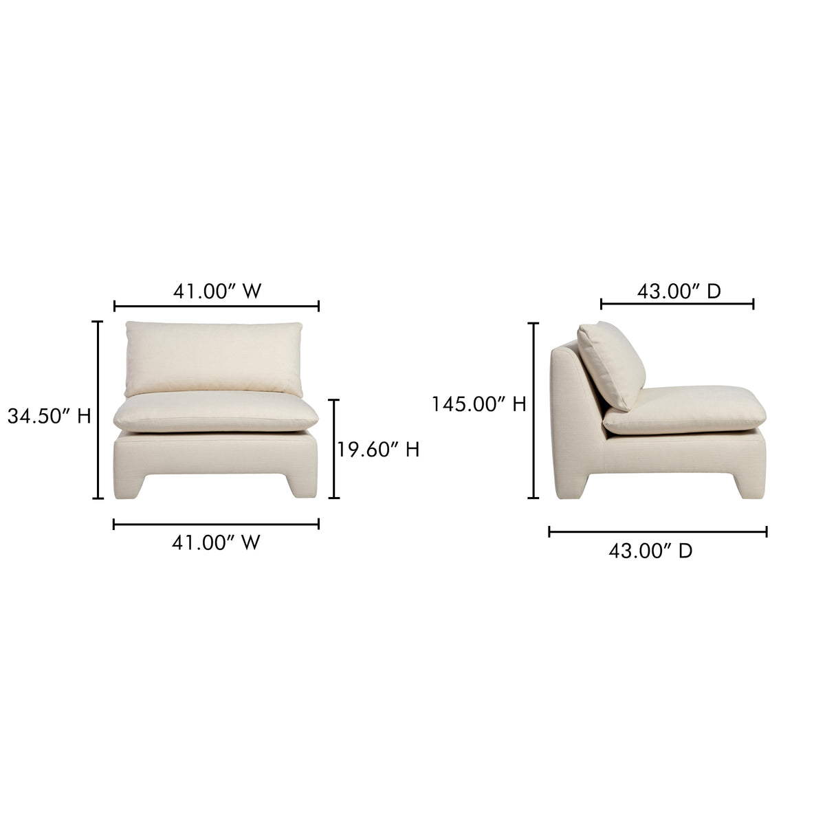 Estelle Lounge Chair Cream by Moe's Home
