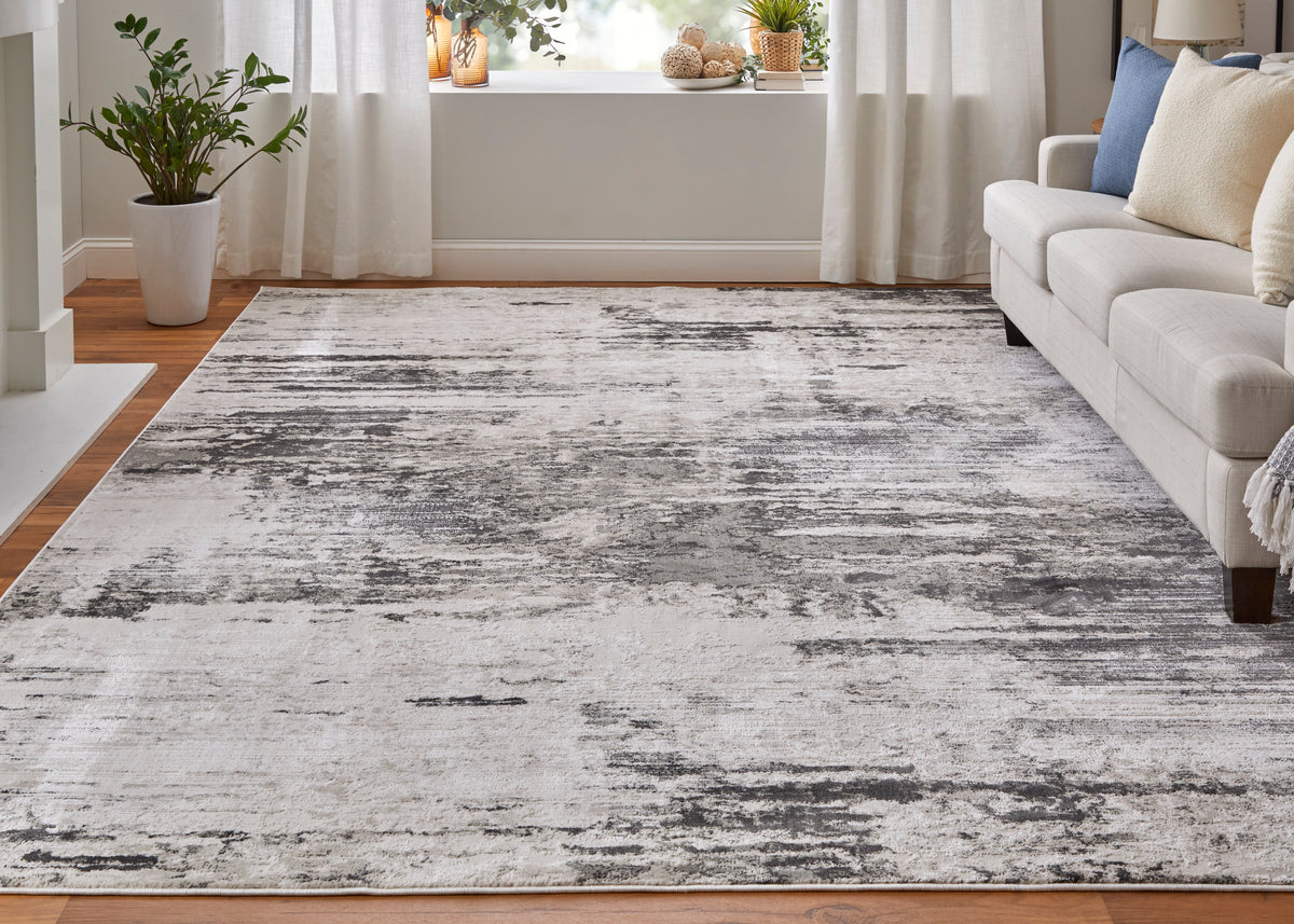 Prasad 39N9F Ivory/Charcoal Rug by Feizy